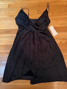 Lush Black Mini Slip Dress with Spaghetti Straps